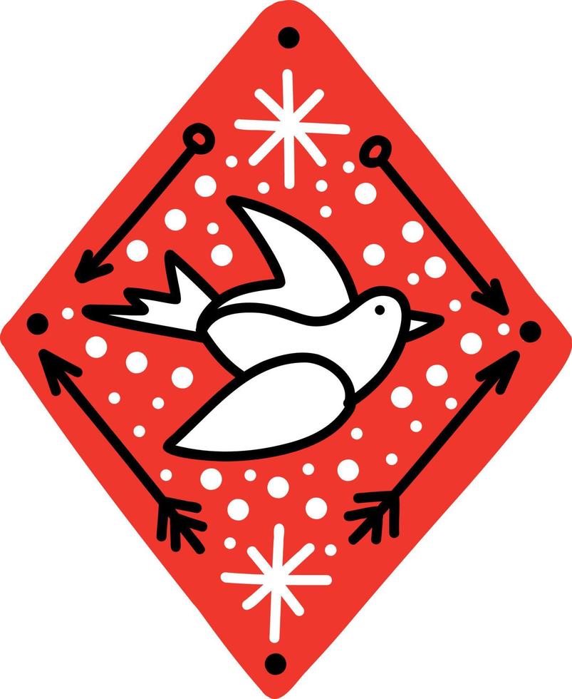 il colomba di pace nel un' rosso diamante. illustrazione nel scarabocchio stile vettore