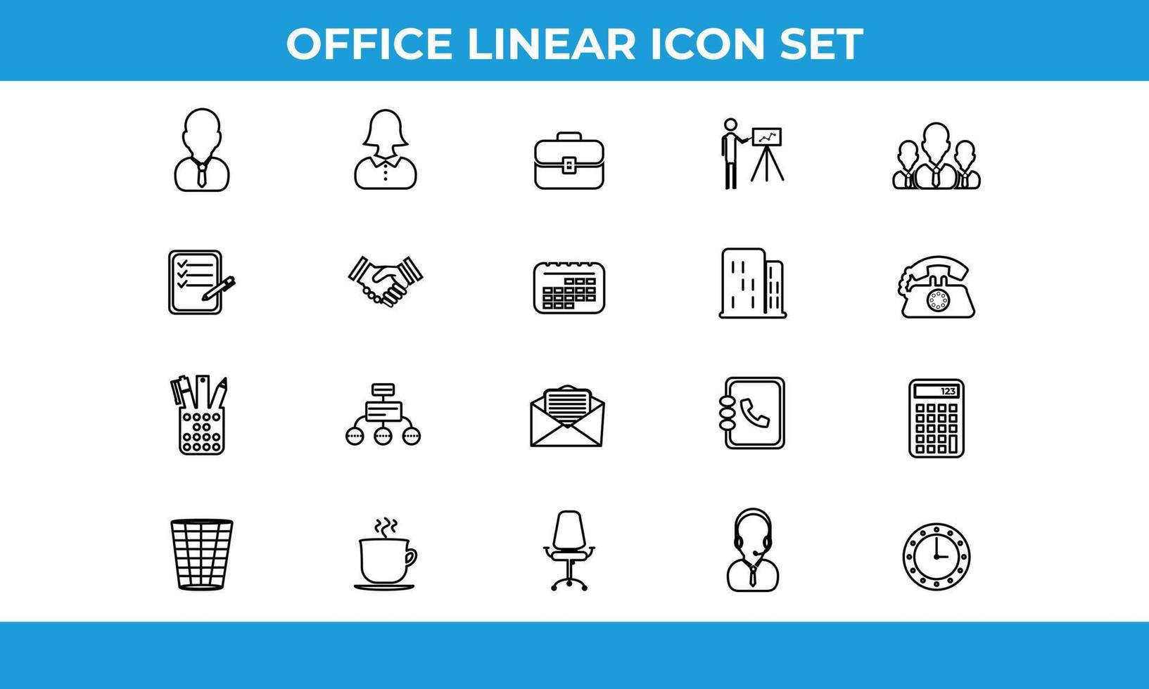 attività commerciale e ufficio lineare icone vettore collezioni. impostato di 20 ufficio icone grande per presentazioni, ragnatela disegno, ragnatela app, mobile applicazioni o qualunque genere di design progetti.