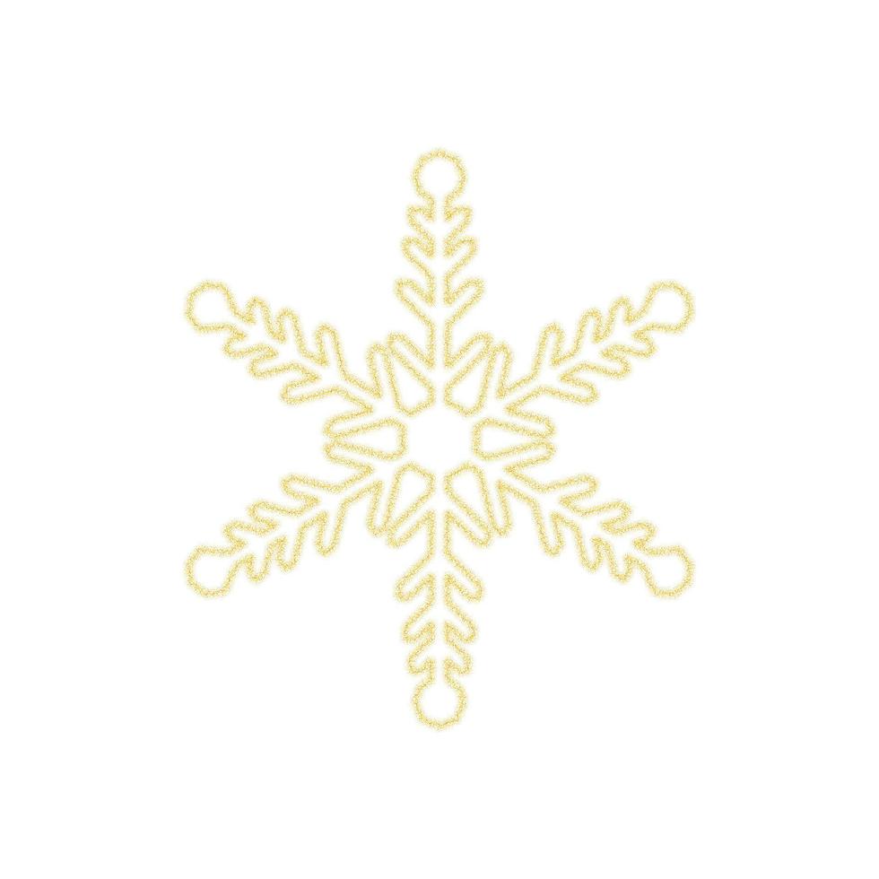 Natale d'oro fiocco di neve decorazione di oro luccichio splendente scintille su bianca trasparente sfondo. vettore luccicante brillare neve fiocco raggiante brillare leggero per Natale o nuovo anno design modello