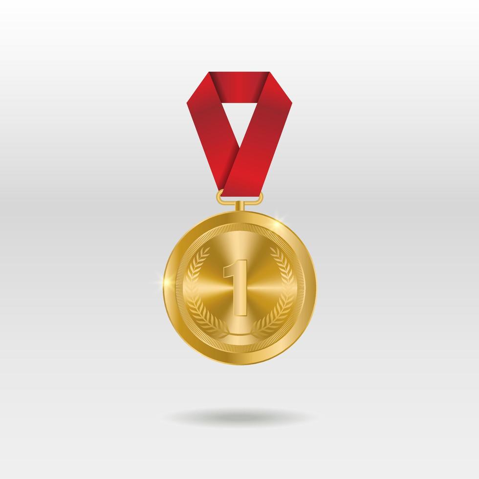 oro medaglia vettore. d'oro 1 ° posto distintivo. sport gioco d'oro sfida premio. vettore illustrazione