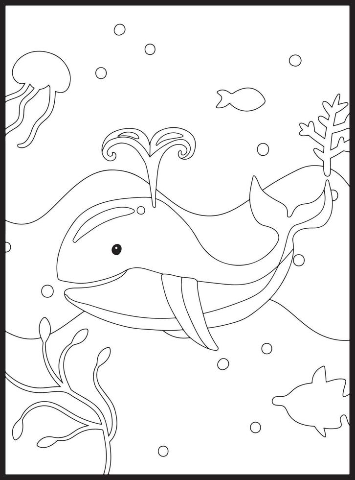 Disegni da colorare di animali dell'oceano vettore