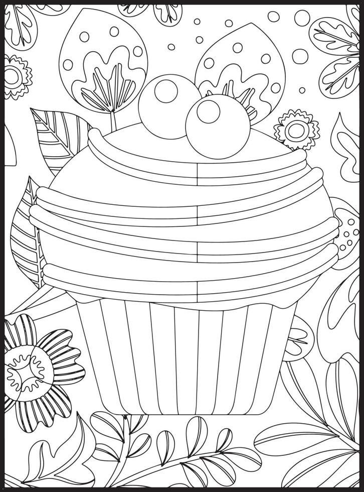 Cupcake colorazione pagine vettore