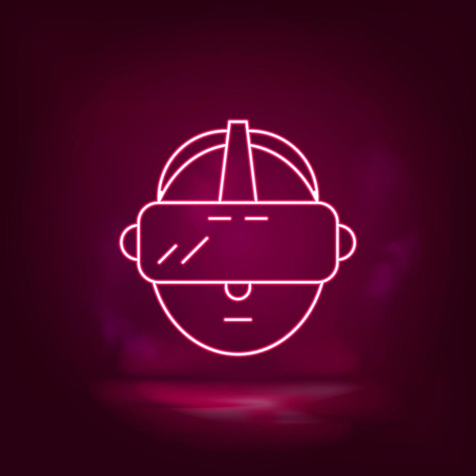 vr, cappello, uomo neon icona - vettore artificiale intelligenza