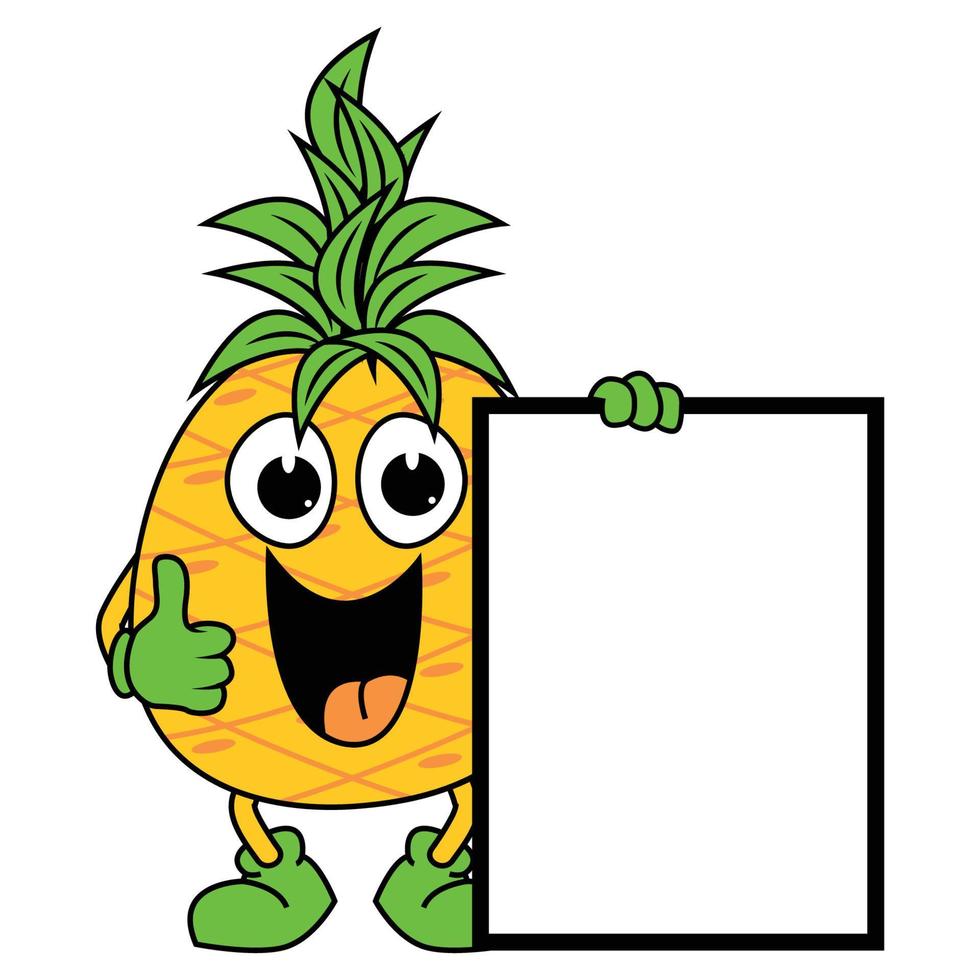 carino ananas cartone animato illustrazione grafico vettore