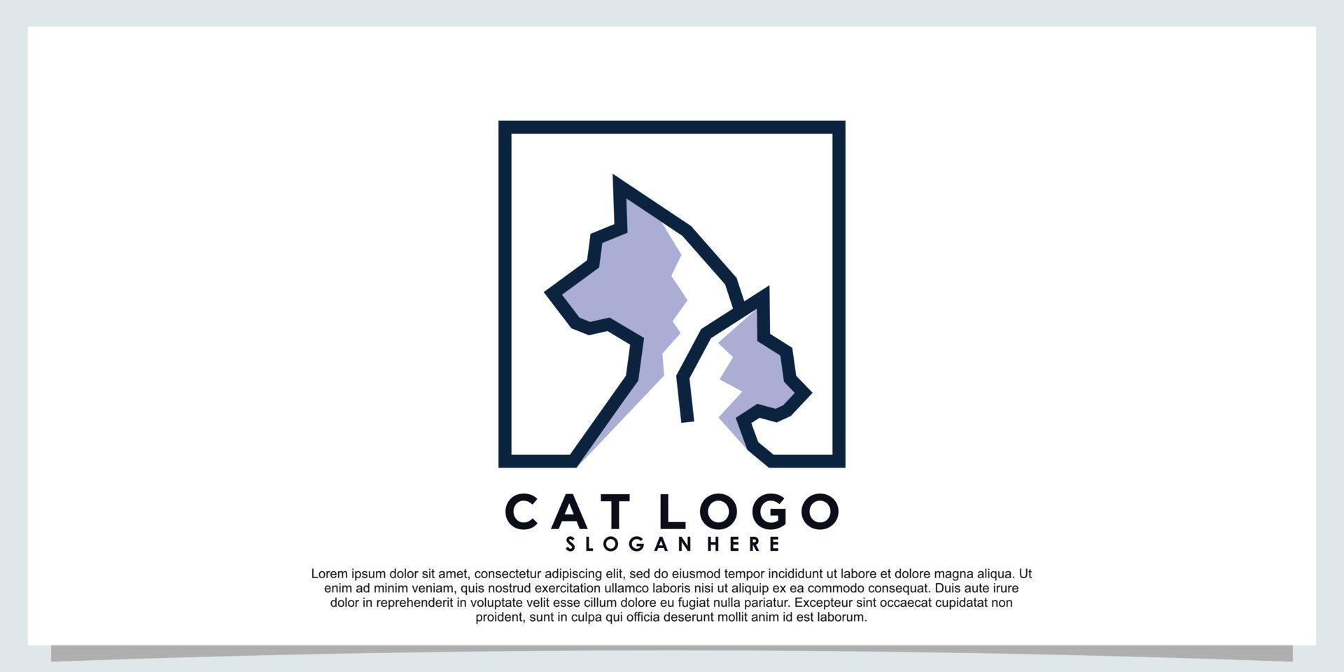 testa gatto logo design con absract concetto vettore