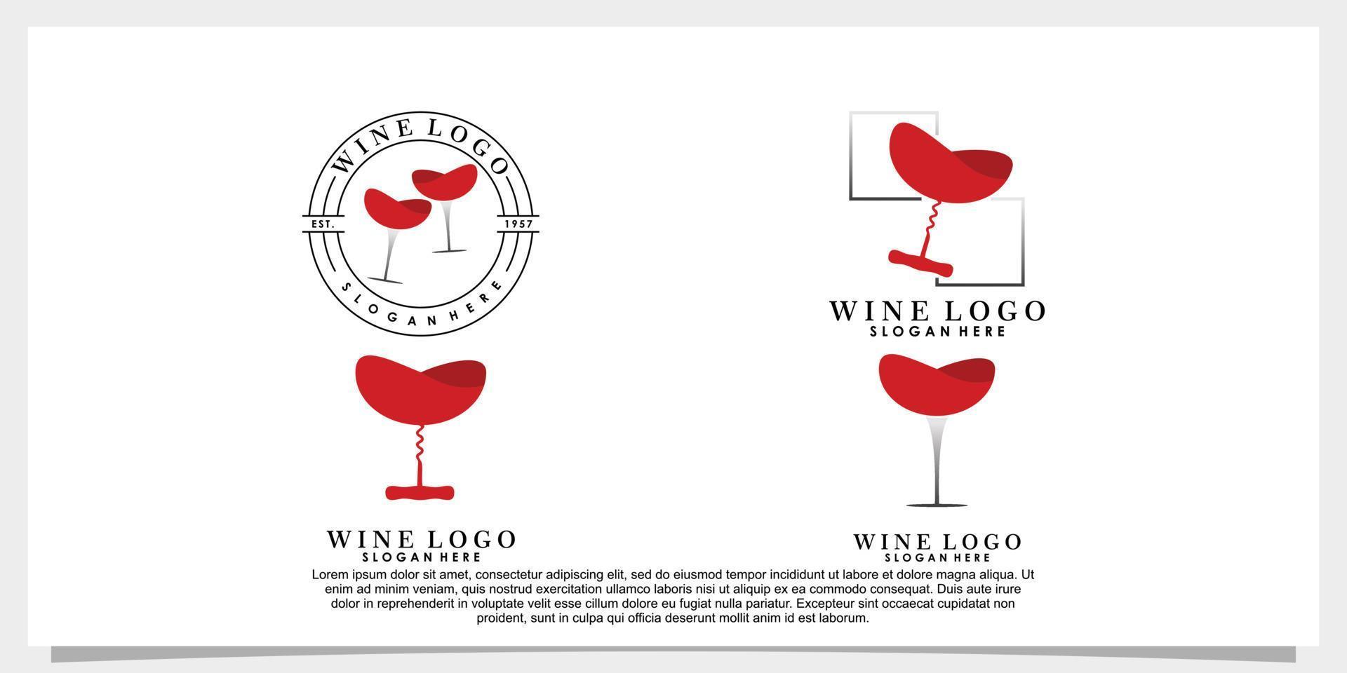impostato di vino bicchiere logo design modello vettore