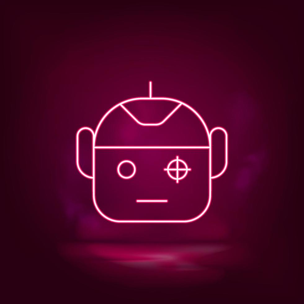 robot, scansione, inteligente, sicurezza neon icona - vettore artificiale intelligenza