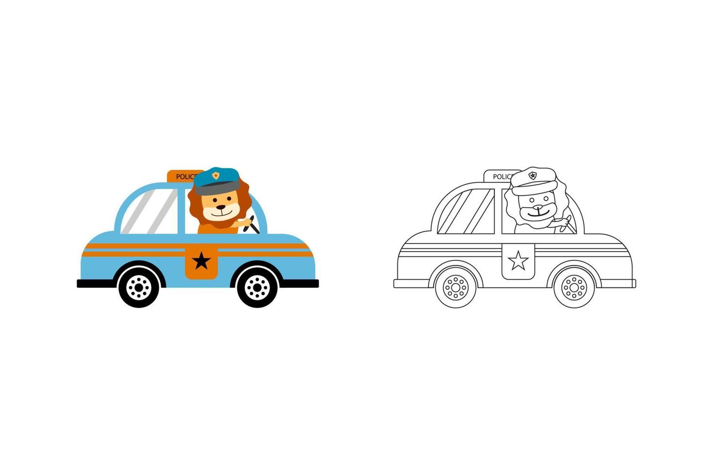 vettore un' disegno libro carino Leone polizia cartone animato per bambini o Stampa design illustrazione