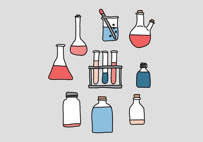 Vettori di doodle di Beaker di scienza