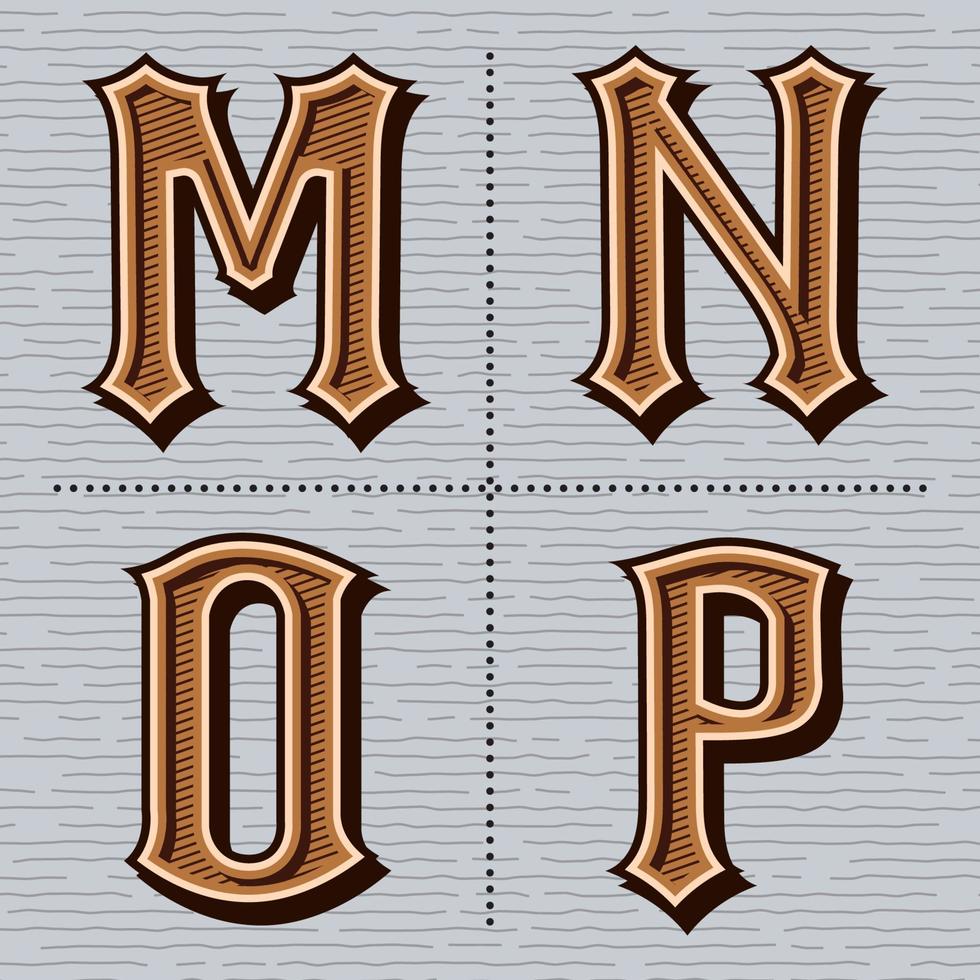 alfabeto occidentale lettere Vintage ▾ design vettore m, n, oh, p