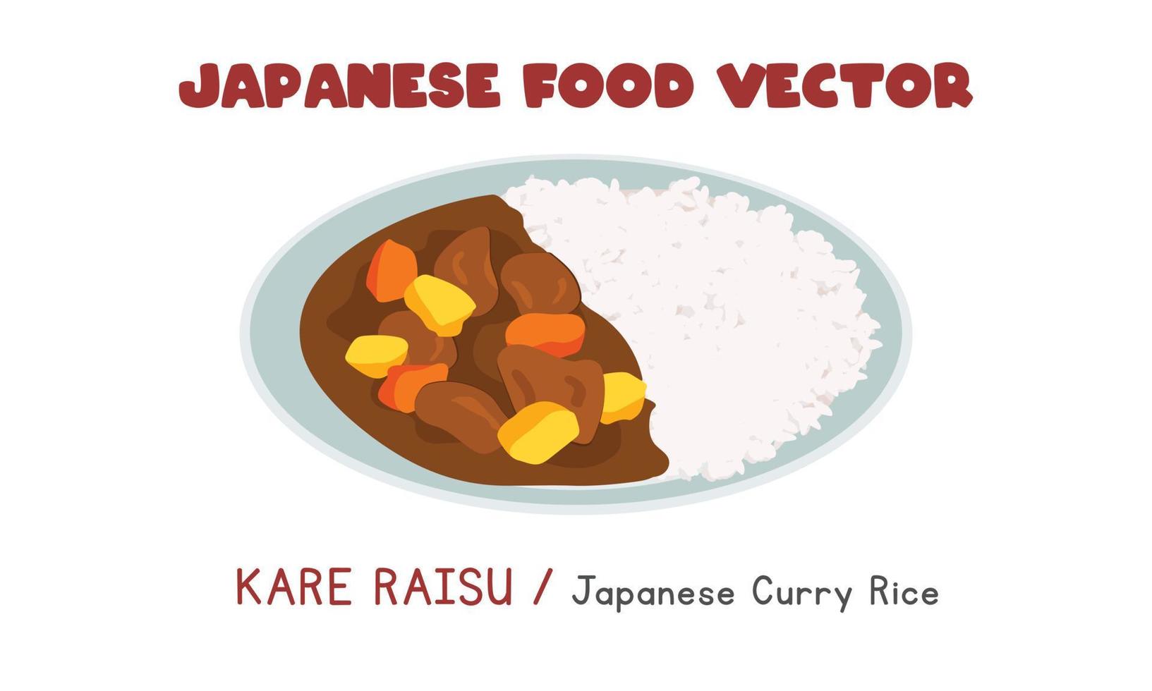 giapponese kare raisu - giapponese curry riso piatto vettore design illustrazione, clipart cartone animato stile. asiatico cibo. giapponese cucina. giapponese cibo