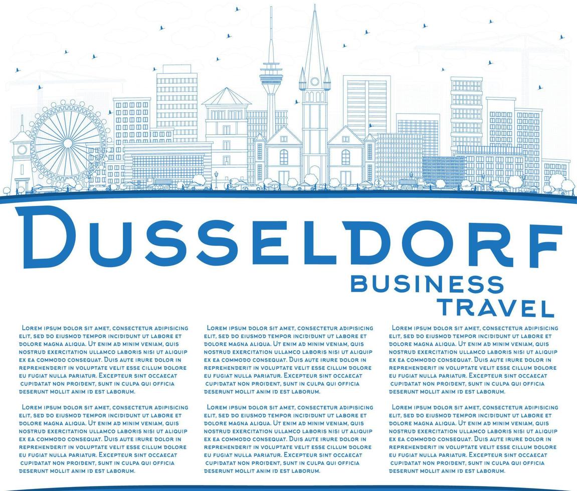 schema dusseldorf orizzonte con blu edifici e copia spazio. vettore