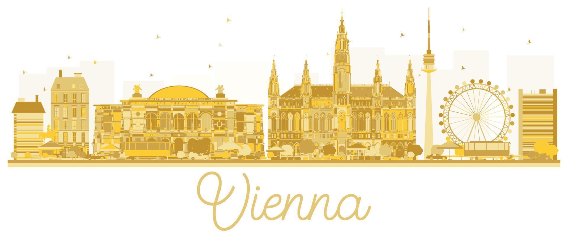 sagoma dorata dell'orizzonte della città di vienna. vettore