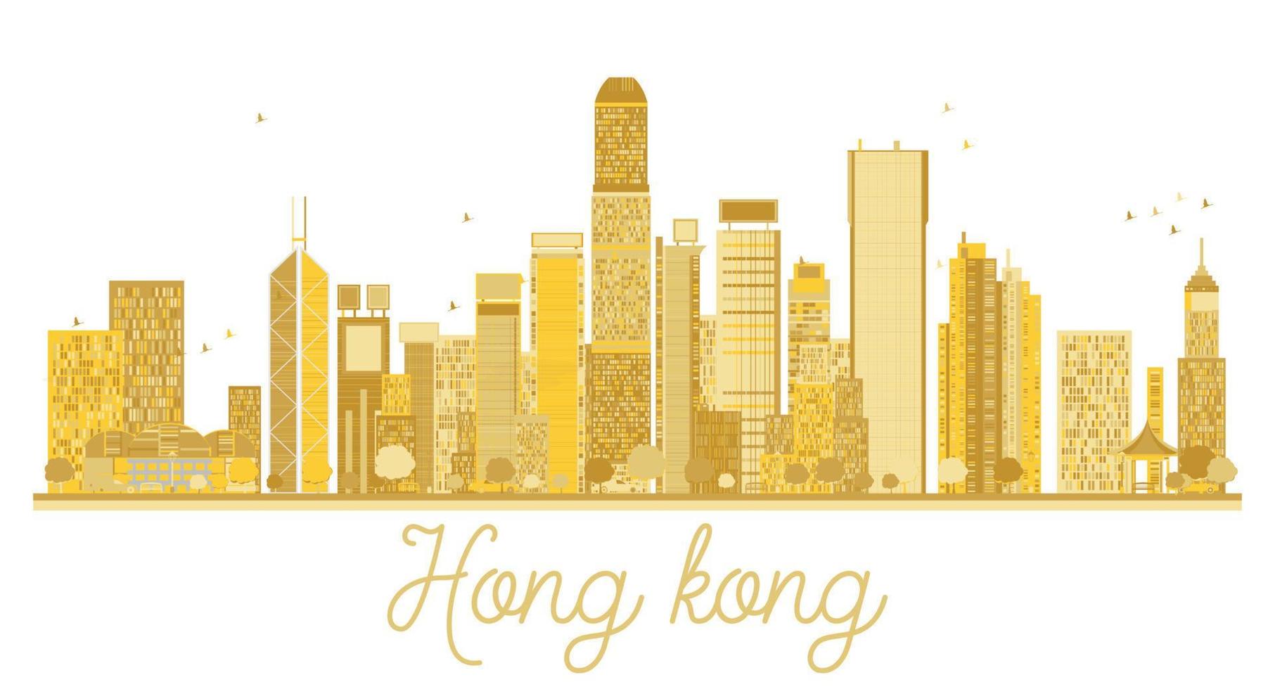 hong kong Cina città orizzonte d'oro silhouette. vettore