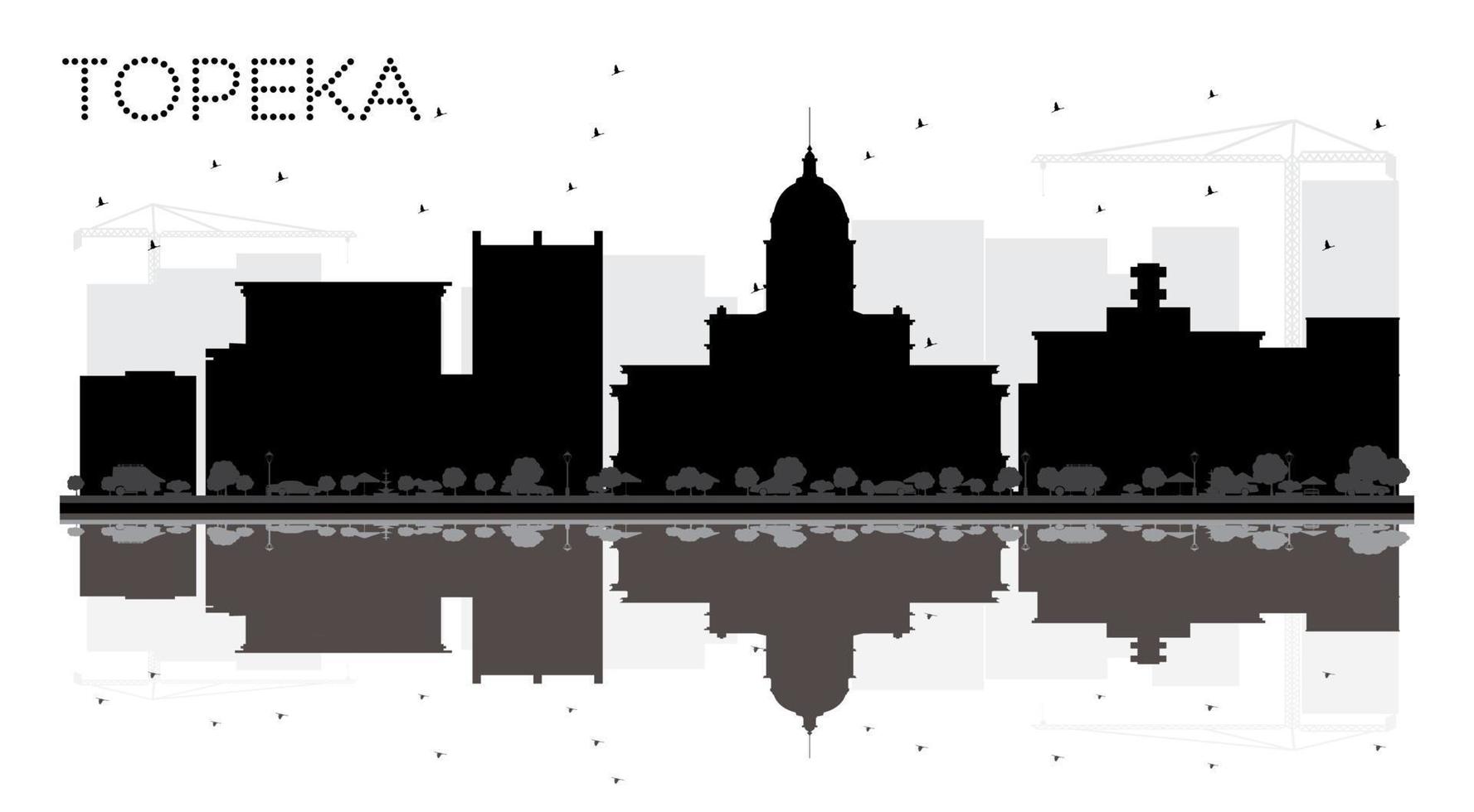 topeka Kansas Stati Uniti d'America città orizzonte nero e bianca silhouette. vettore