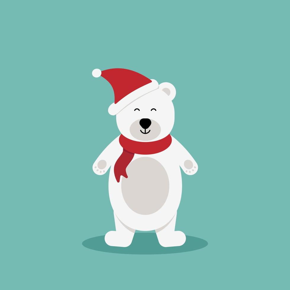 polare orso con rosso sciarpa.vettore carino cartone animato charcter.chrismas concetto.perfetto per Natale e nuovo anno saluto carta esp10 vettore