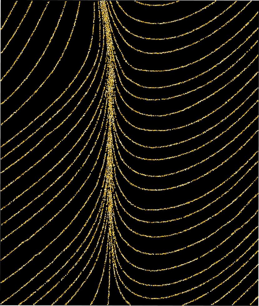 oro luccichio ghirlande sospeso sfondo vettore illustrazione. d'oro polvere elementi caduta fuori uso, volante cerchio coriandoli Linee. premio scintillare punti, il giro orpelli celebrazione grafico design.