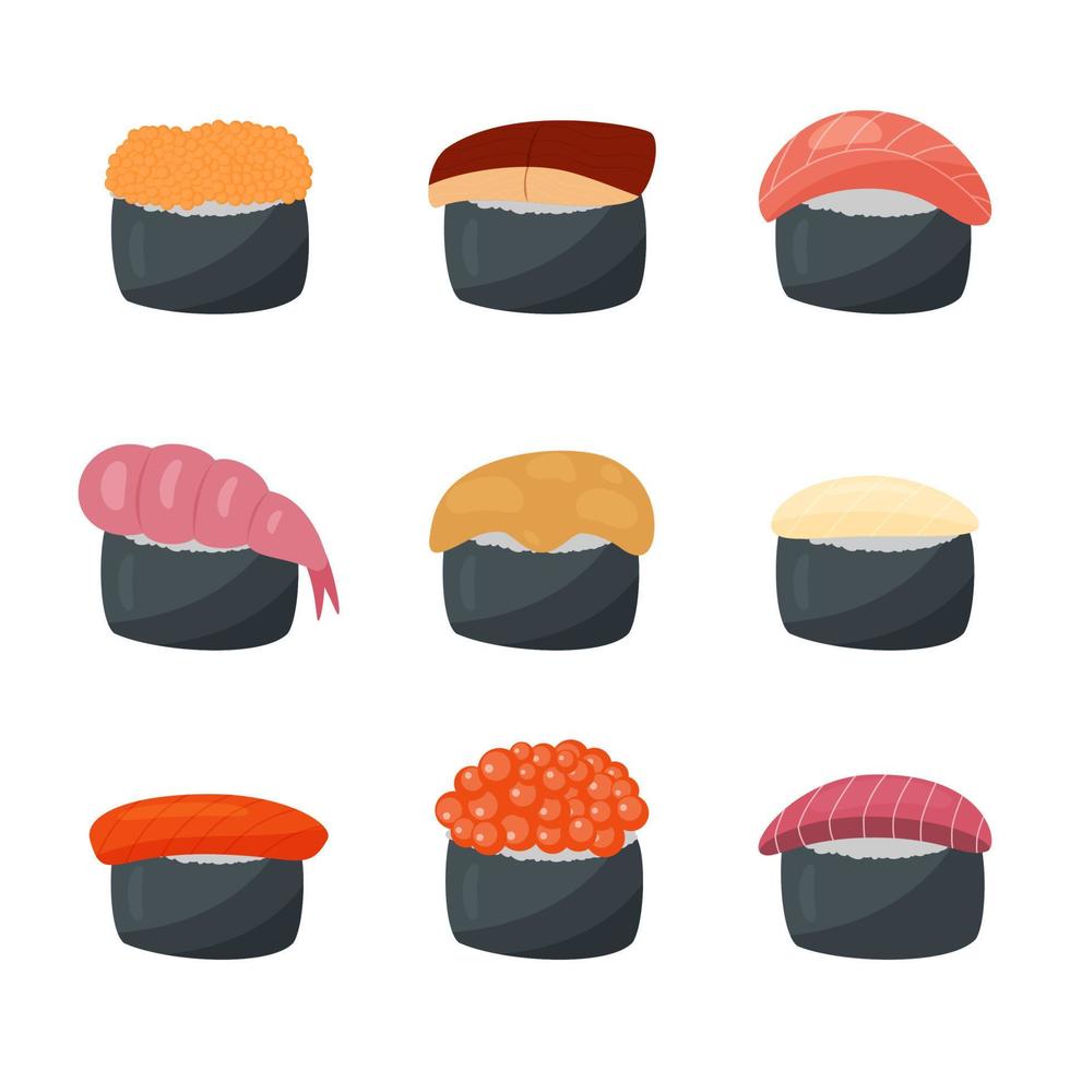 set di sushi vettore