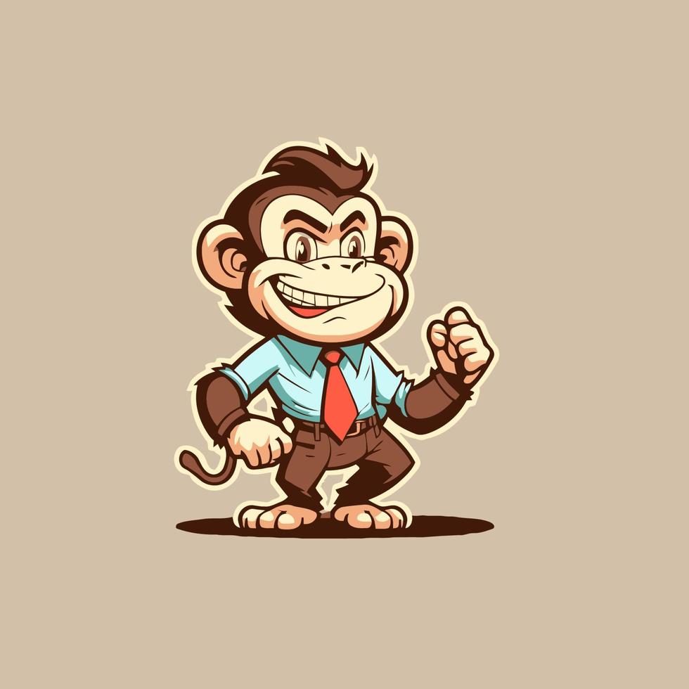 scimmia scimpanzé cartone animato personaggio logo portafortuna design per attività commerciale il branding vettore