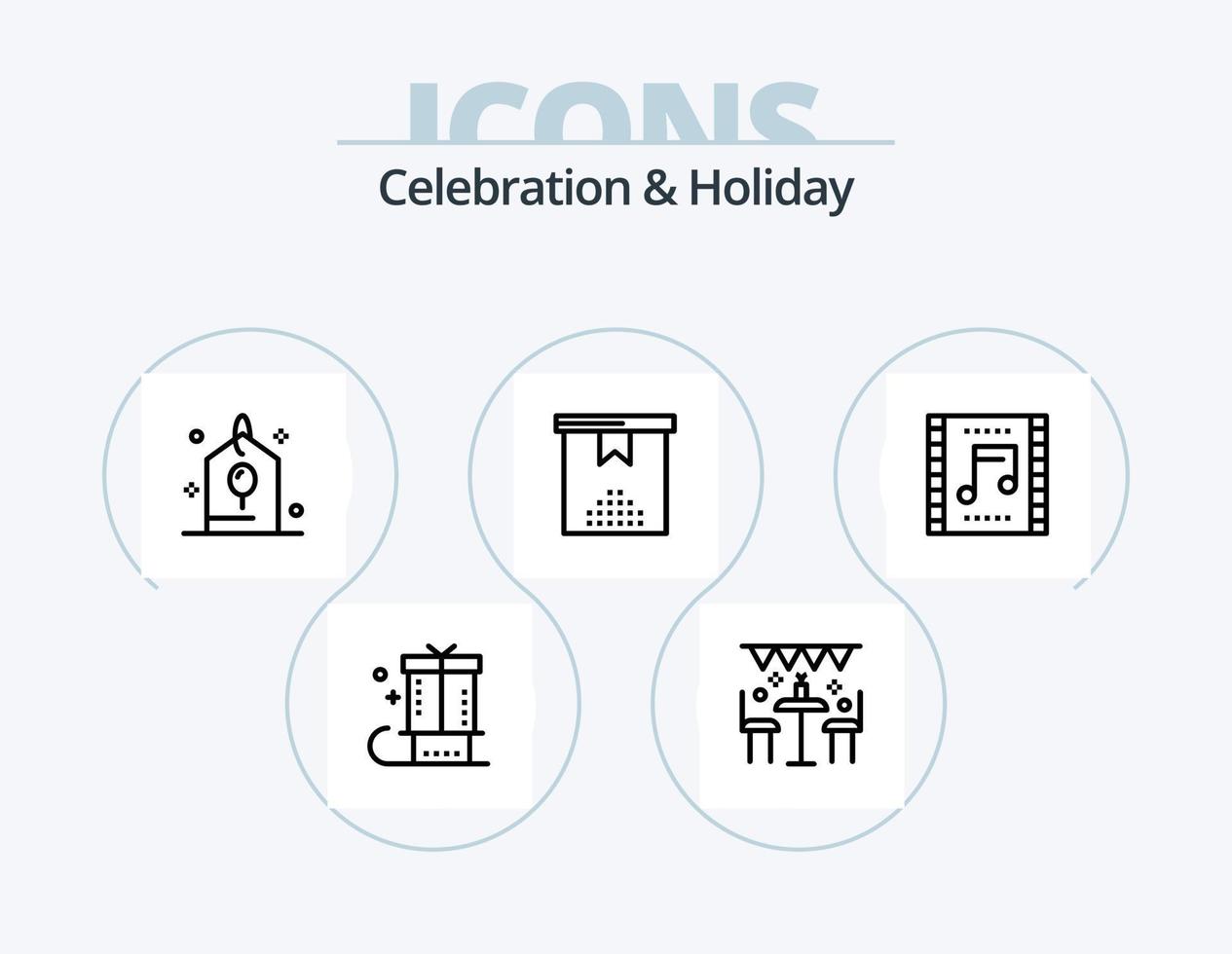 celebrazione e vacanza linea icona imballare 5 icona design. vacanza. celebrazione. festa. palloncini. ornamenti vettore