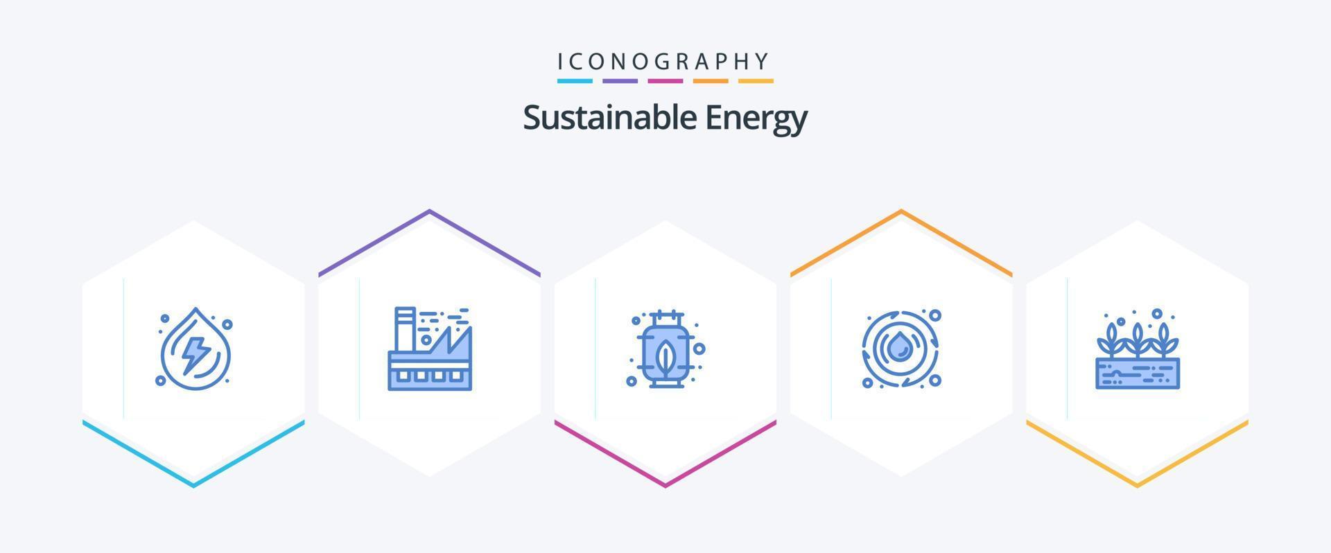 sostenibile energia 25 blu icona imballare Compreso crescita. energia. ambiente. acqua. droop vettore