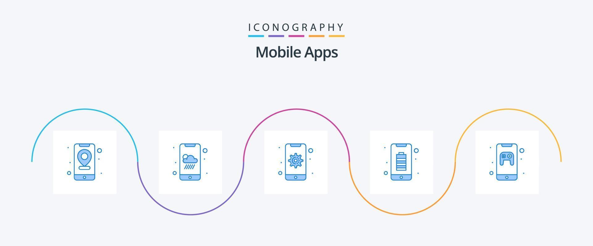 mobile applicazioni blu 5 icona imballare Compreso app. mobile. Ingranaggio. completo. App vettore