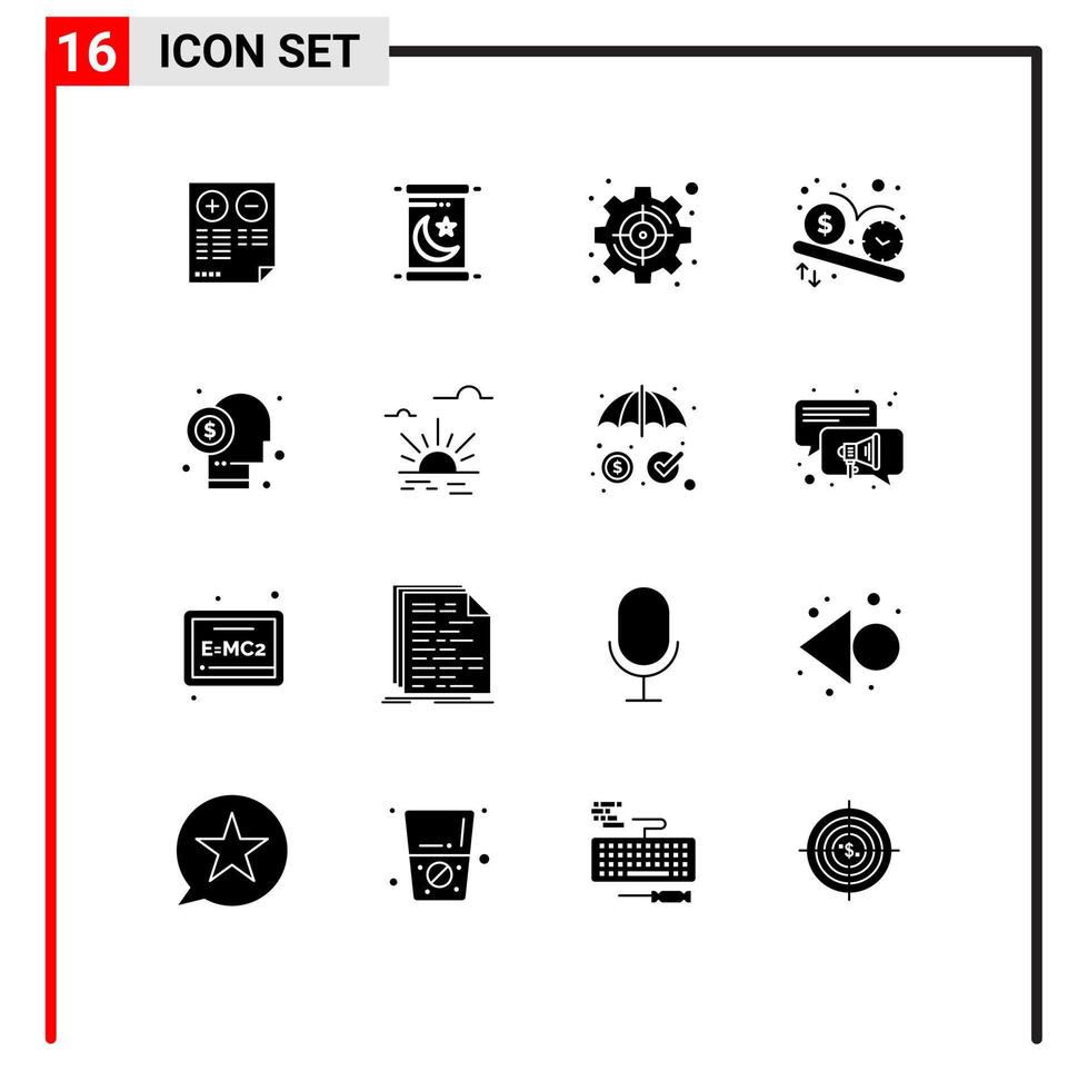 16 creativo icone moderno segni e simboli di orologio programma obbiettivo dollaro bersaglio modificabile vettore design elementi