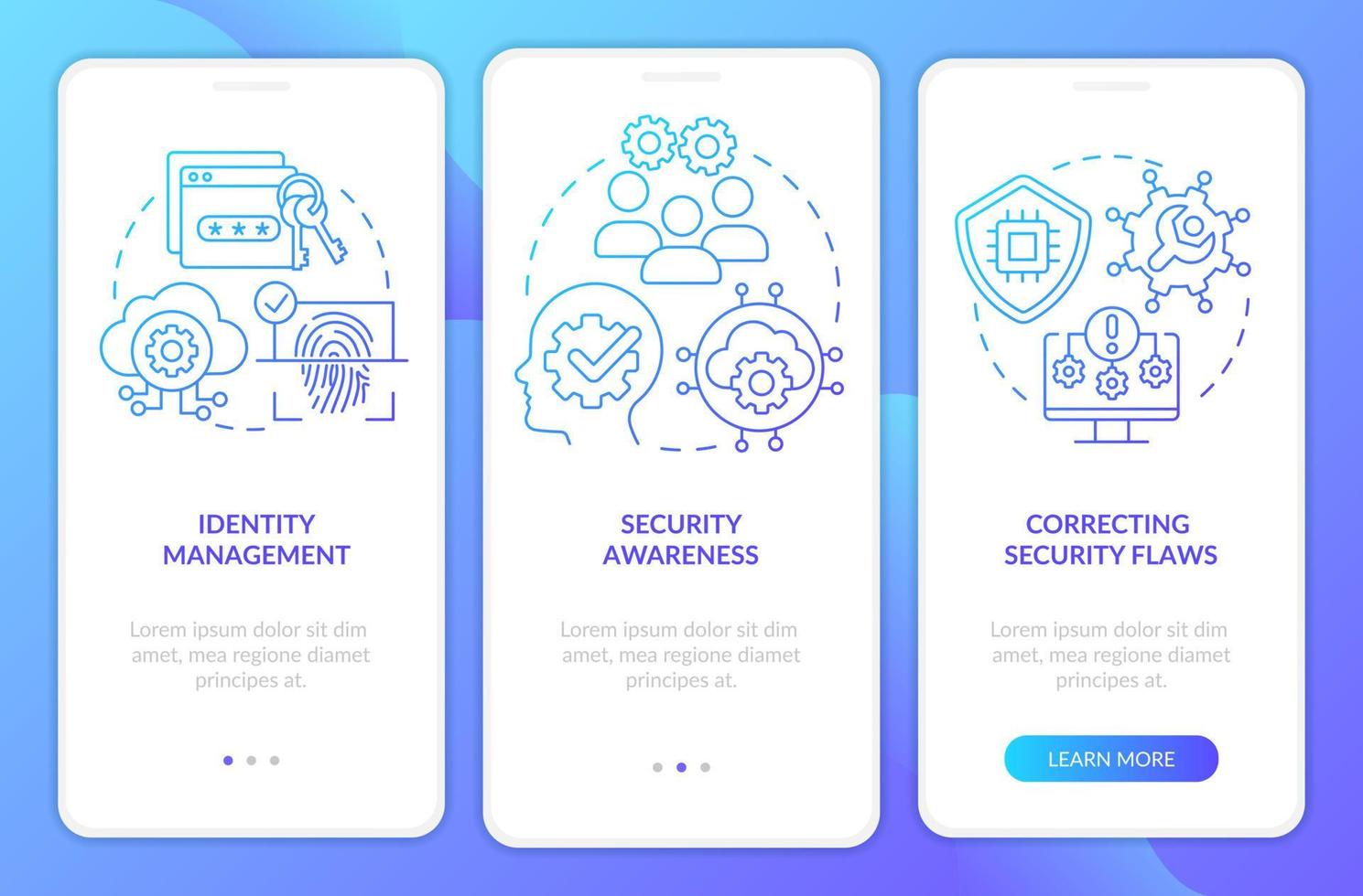 sicurezza informatica rischio gestione blu pendenza onboarding mobile App schermo vettore