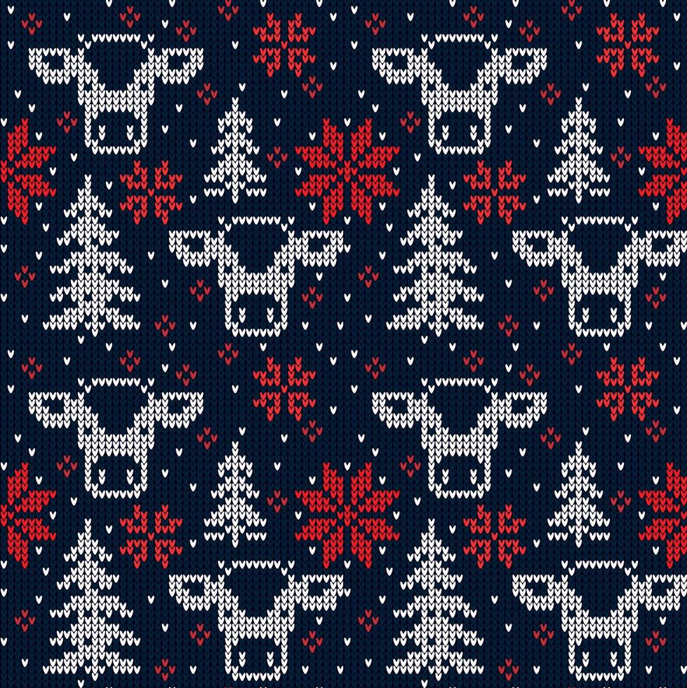 a maglia Natale e nuovo anno modello nel mucca. lana maglieria maglione design. sfondo involucro carta tessile Stampa. eps 10 vettore