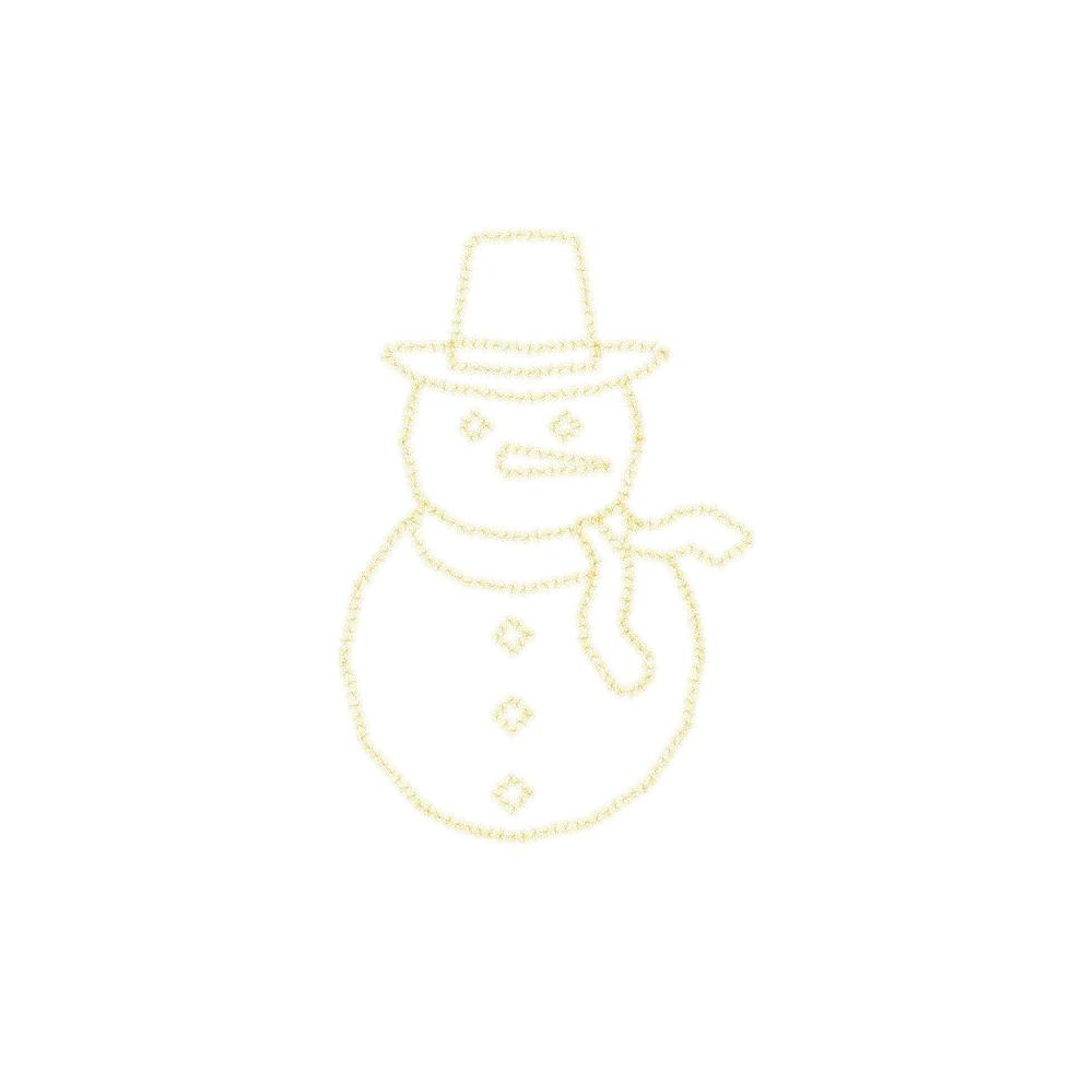 Natale d'oro pupazzo di neve decorazione di oro luccichio splendente scintille su bianca trasparente sfondo. vettore luccicante brillare pupazzo di neve per Natale o nuovo anno design modello