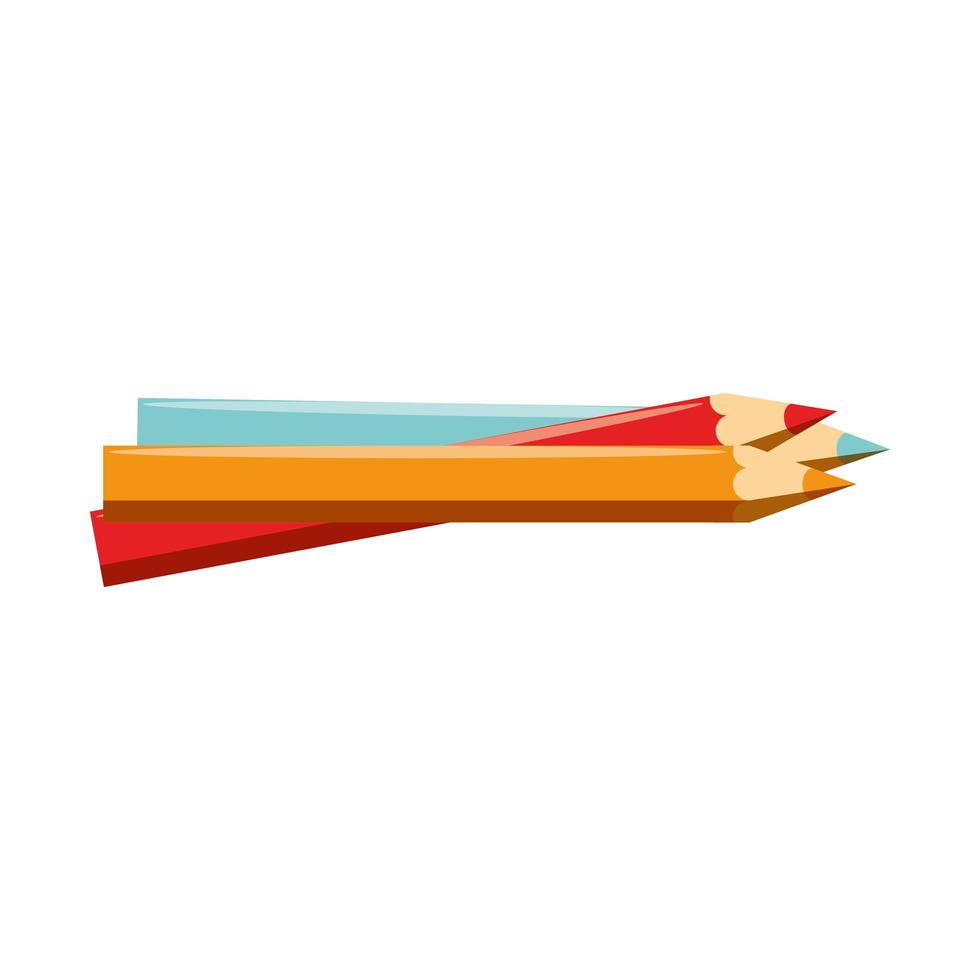 set di colori matite utensili scolastici vettore