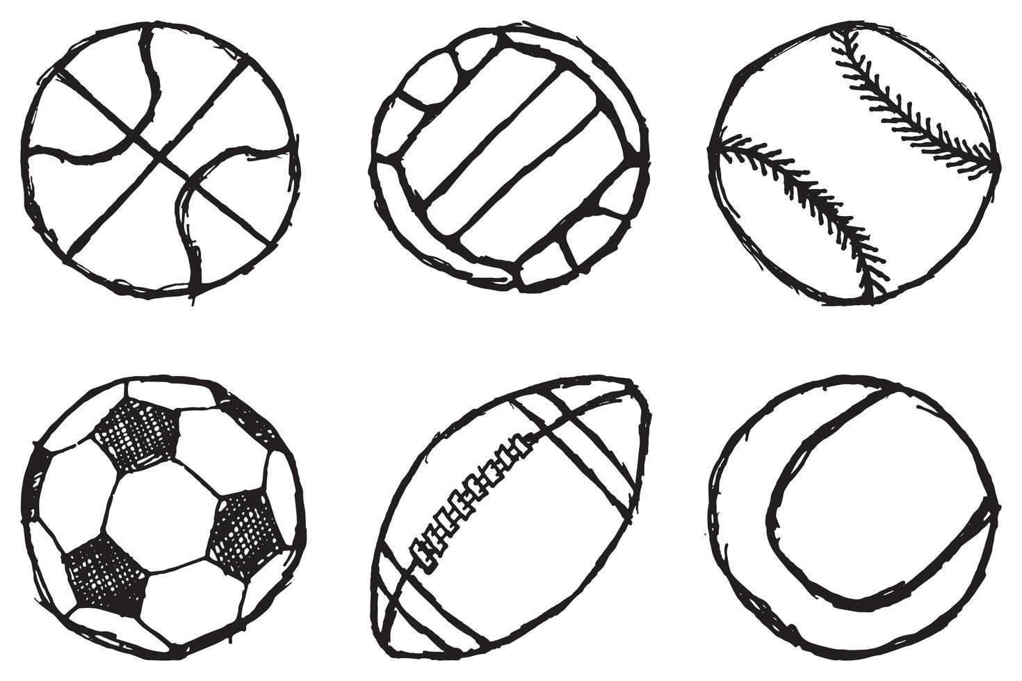 palla schizzo set semplice delineato isolato vettore