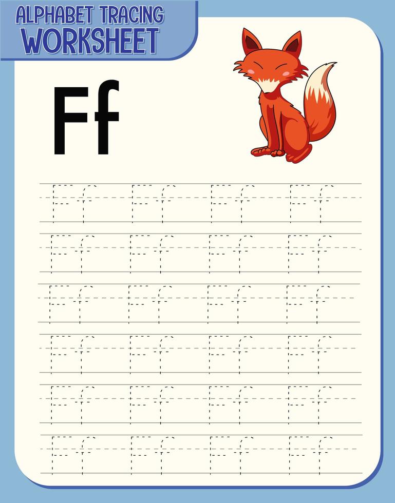 foglio di lavoro per tracciare l'alfabeto con la lettera f e f vettore