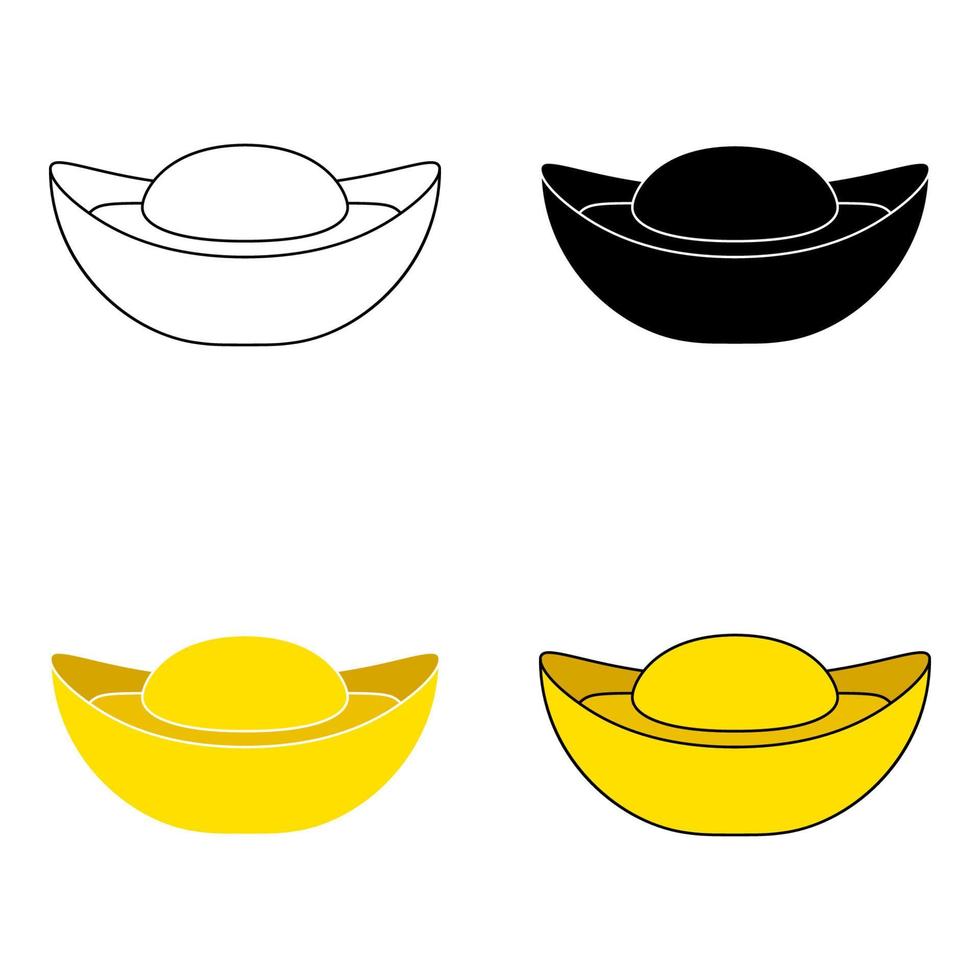 Cinese oro lingotto nel piatto stile isolato vettore
