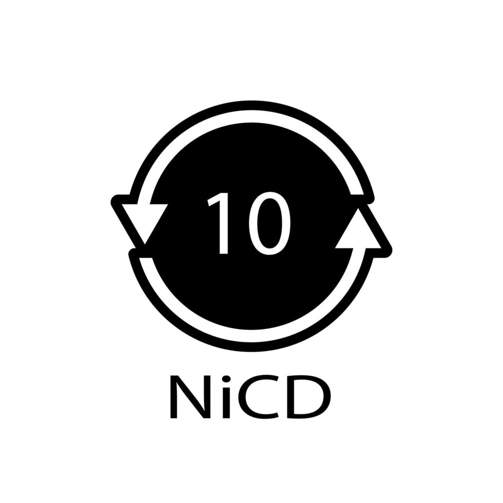 codice riciclaggio batteria 10 nicd . illustrazione vettoriale