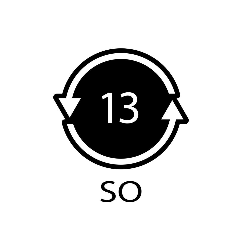 simbolo di riciclaggio della batteria 13 so. illustrazione vettoriale