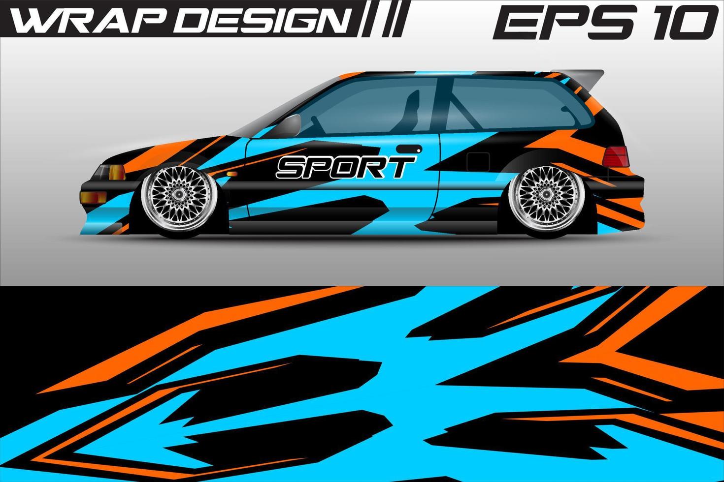 gara auto involucro design vettore. astratto grunge grafico motivo da corsa sfondo kit design per premio veicolo, gara macchina, rally, avventura e vettore livrea involucro