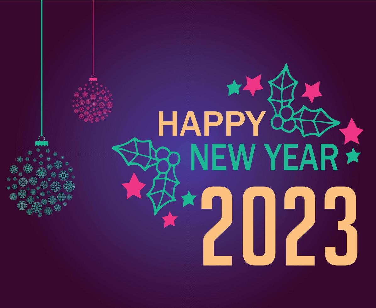 contento nuovo anno 2023 vacanza astratto vettore illustrazione design verde e giallo con viola sfondo