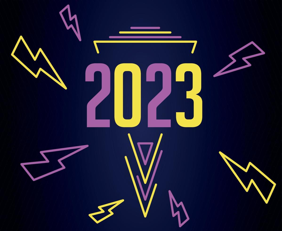 2023 contento nuovo anno vacanza astratto vettore illustrazione design giallo e rosa con blu sfondo