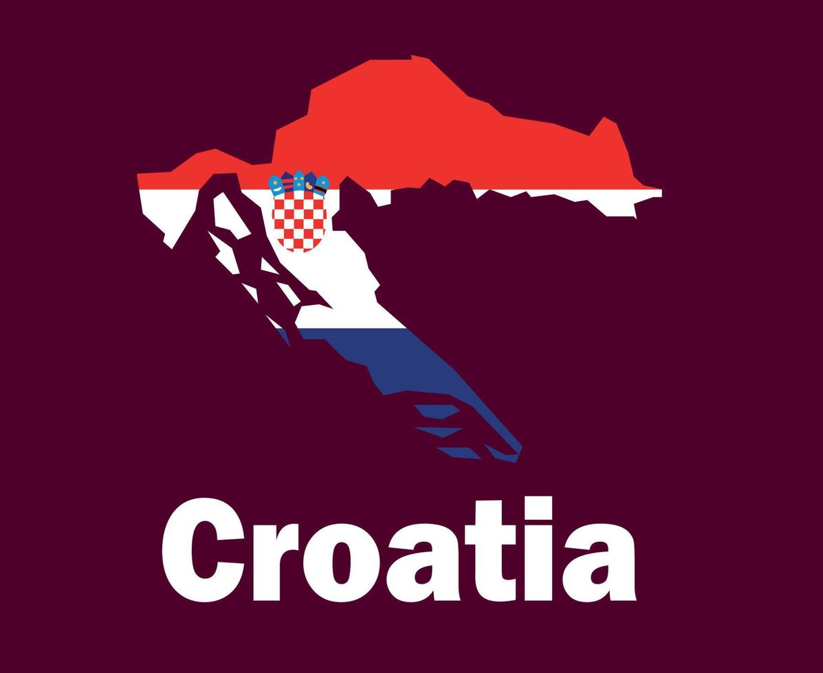 Croazia carta geografica bandiera con nomi simbolo design Europa calcio finale vettore europeo paesi calcio squadre illustrazione
