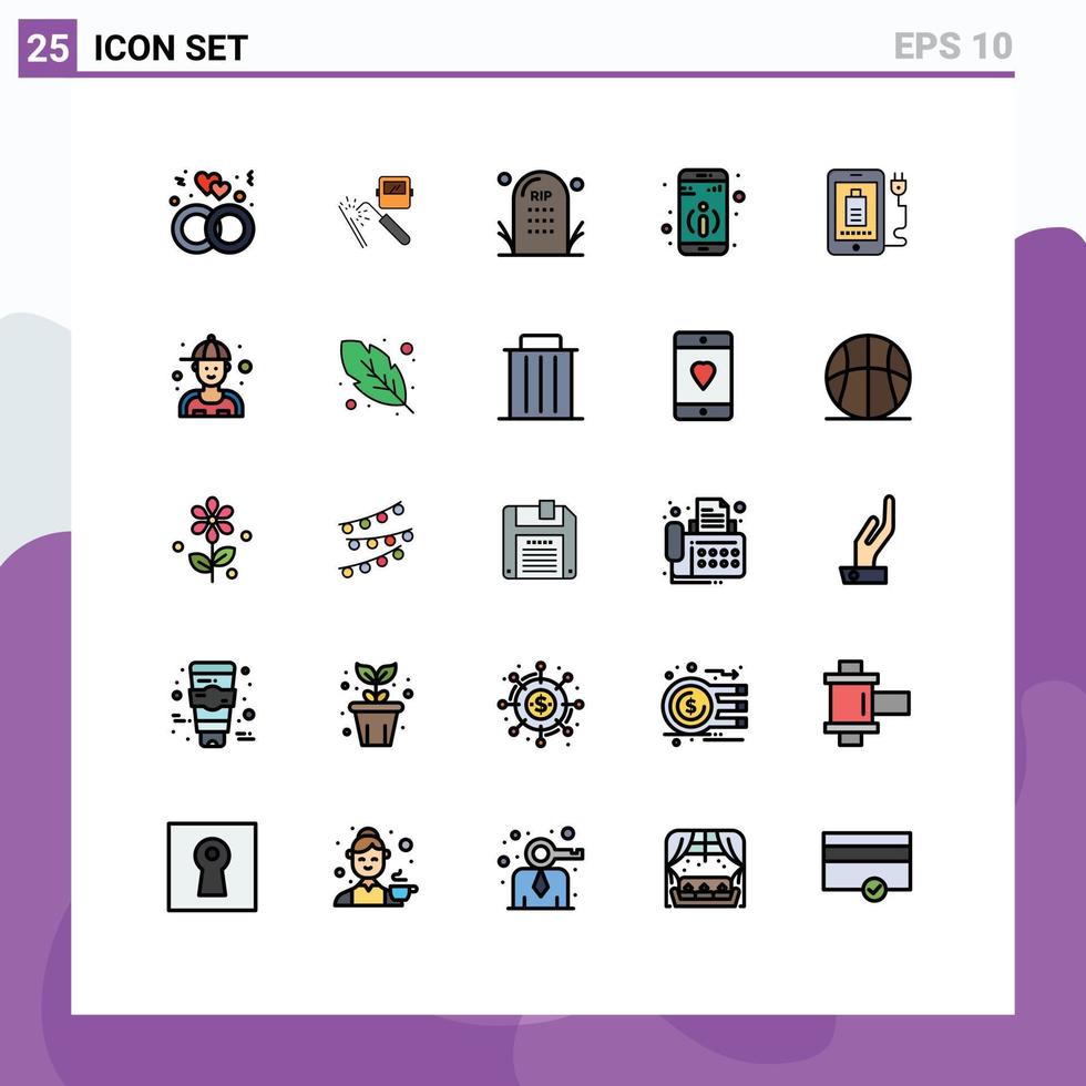 impostato di 25 moderno ui icone simboli segni per mobile informazione industria dettaglio tomba modificabile vettore design elementi