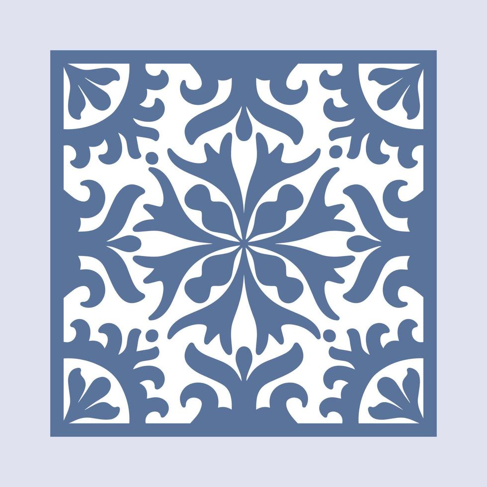 vettore portoghese ceramica piastrella con ceramica floreale ornamento. Vintage ▾ blu Portogallo azulejo, messicano talavera, italiano maiolica, arabesco motivo o spagnolo ceramica mosaico