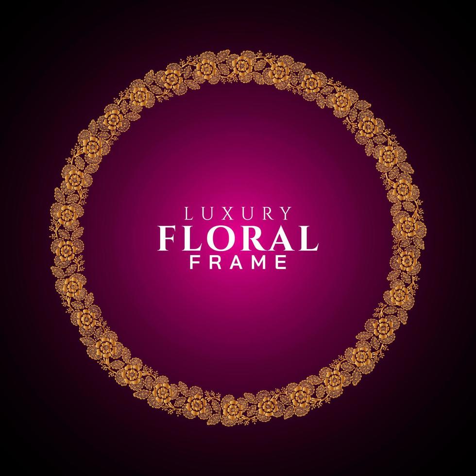 lusso elegante cerchio floreale telaio d'oro il giro decorativo angoli vettore