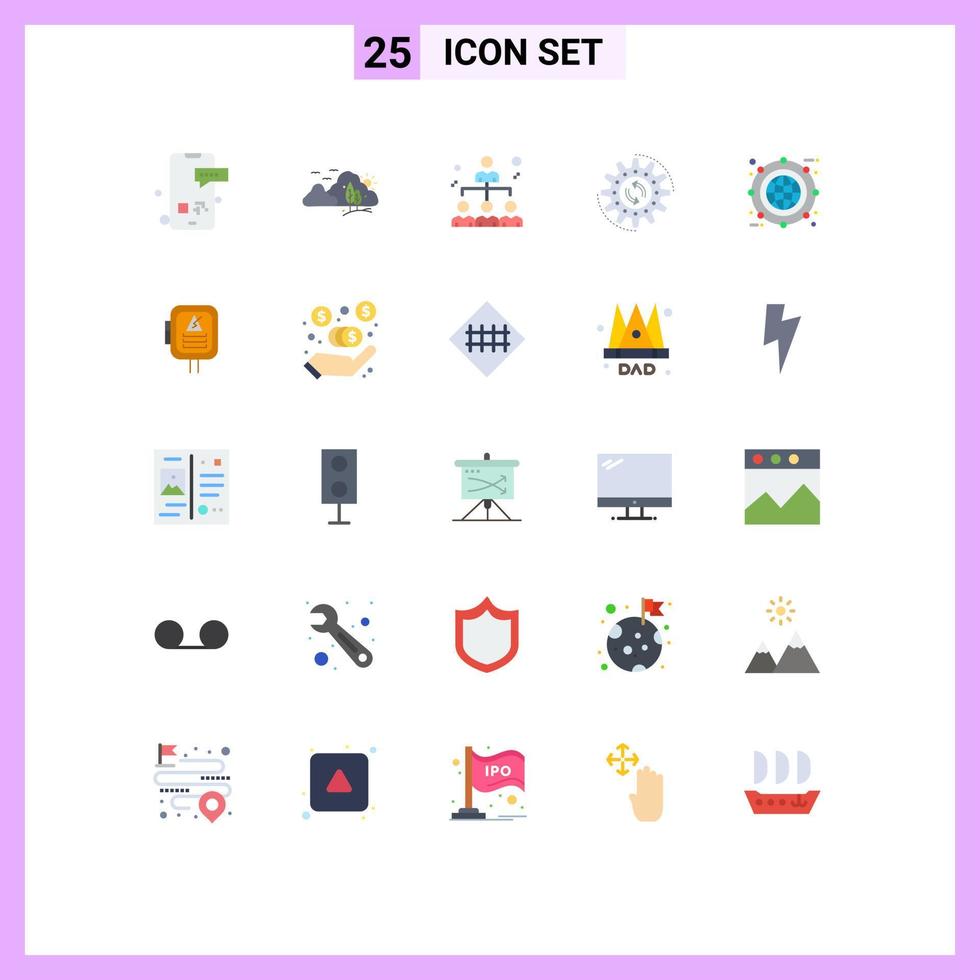universale icona simboli gruppo di 25 moderno piatto colori di compito processi natura gestione persone modificabile vettore design elementi