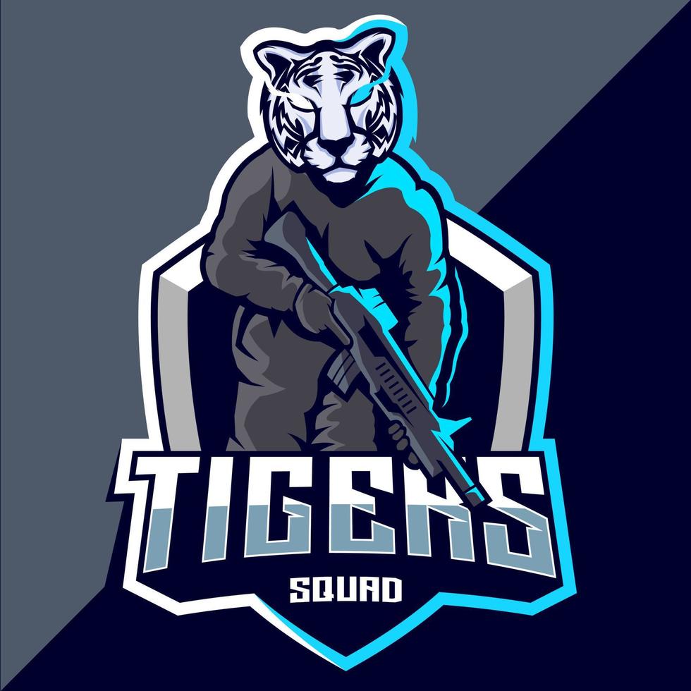 tigre squadra esport logo design vettore