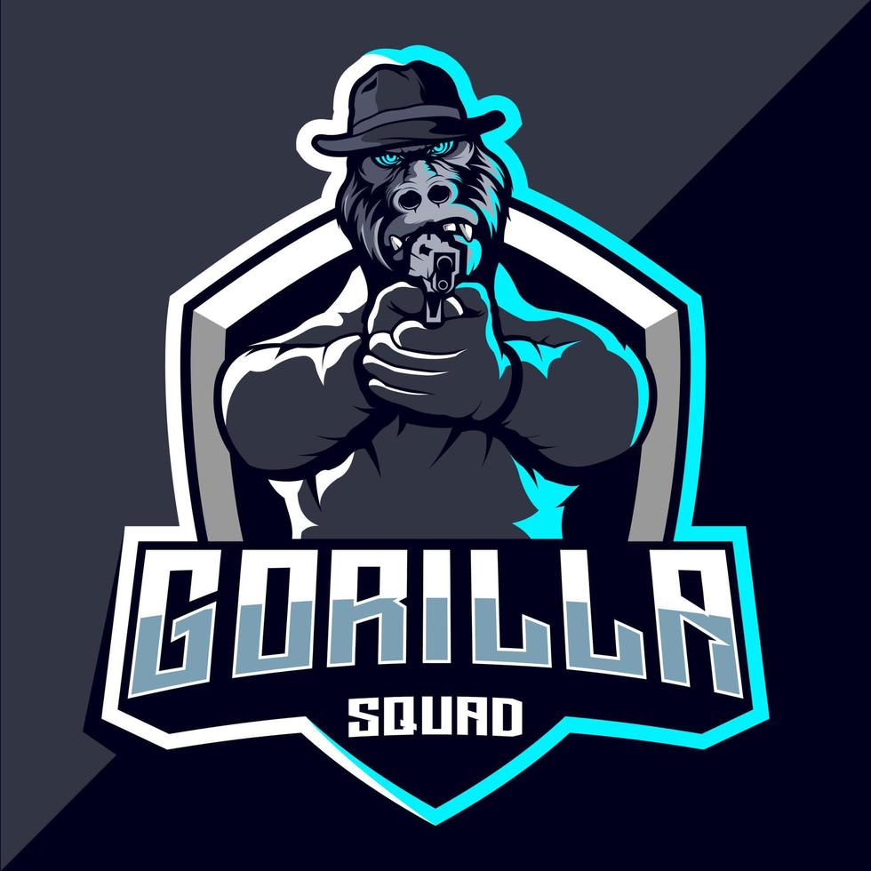 gorilla squadra esport logo design vettore