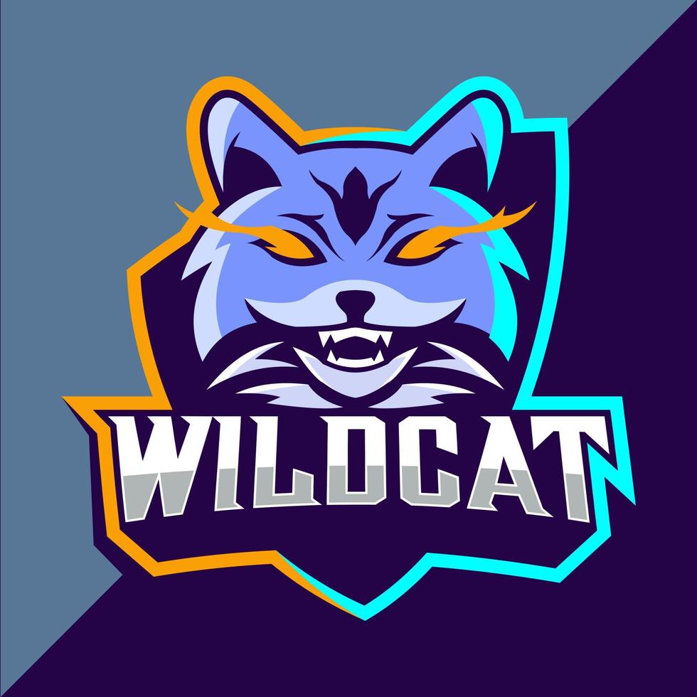 gatti selvatici portafortuna esport logo design vettore