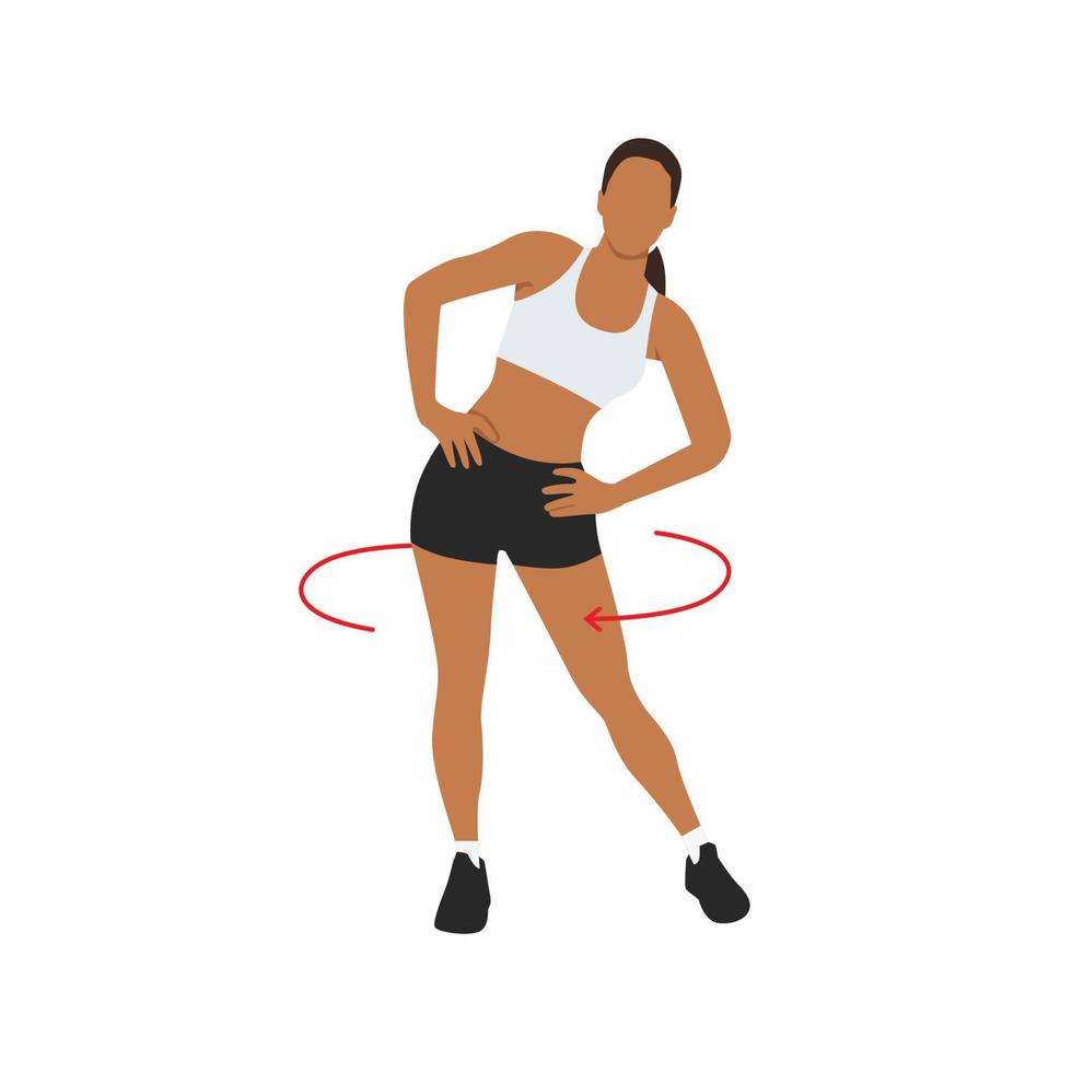 donna fare anca cerchi esercizio. piatto vettore illustrazione isolato su bianca sfondo