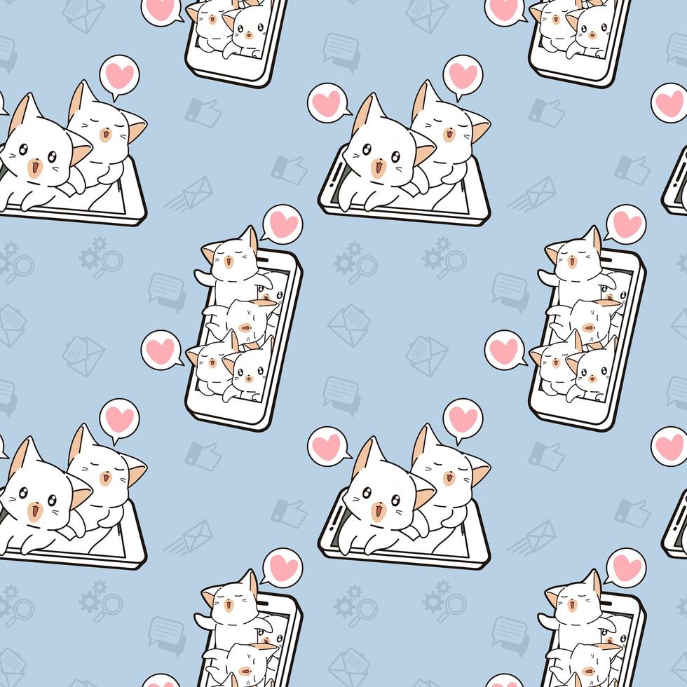 gatti kawaii senza soluzione di continuità con il modello di smart phone vettore