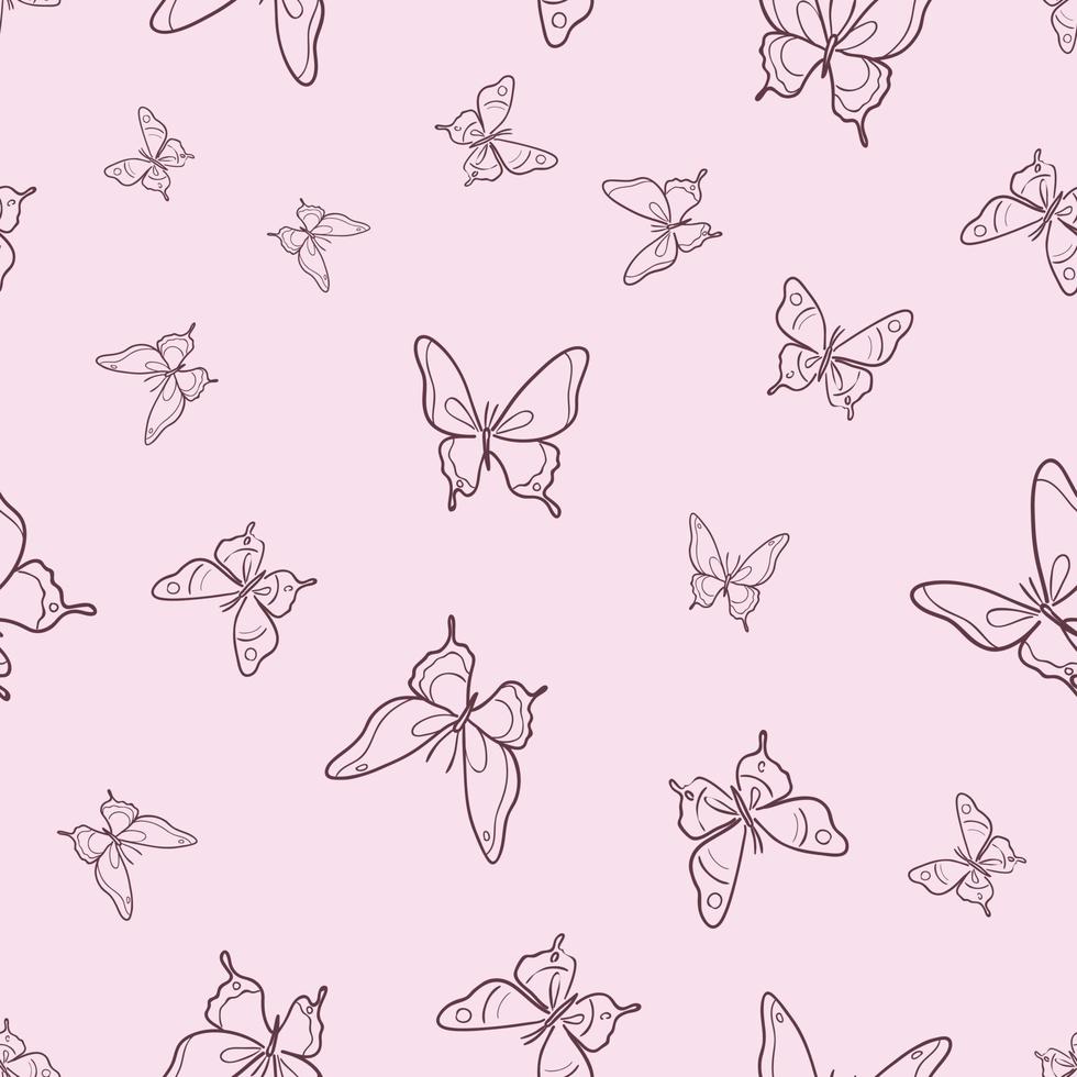 vettore farfalla senza soluzione di continuità ripetere modello, rosa sfondo.